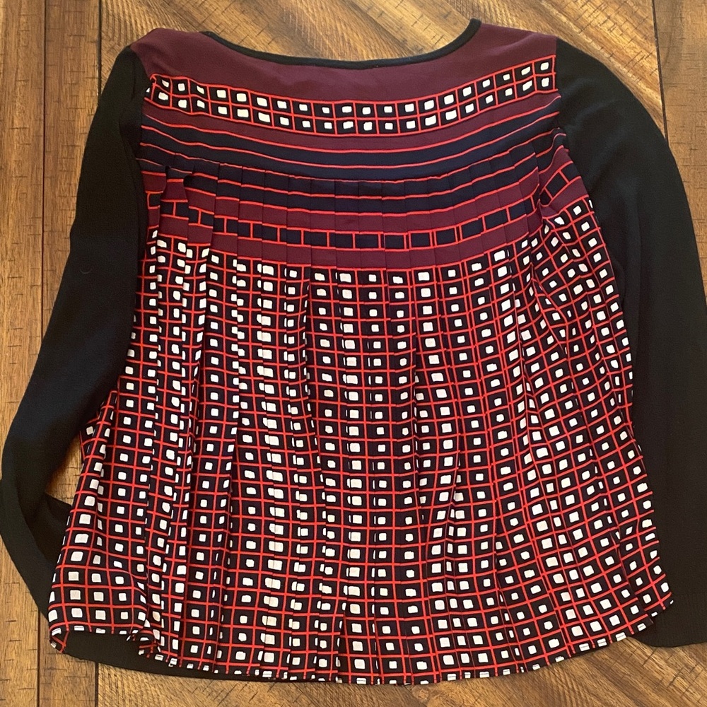 LOFT Black and Red Geometric Sweater XL